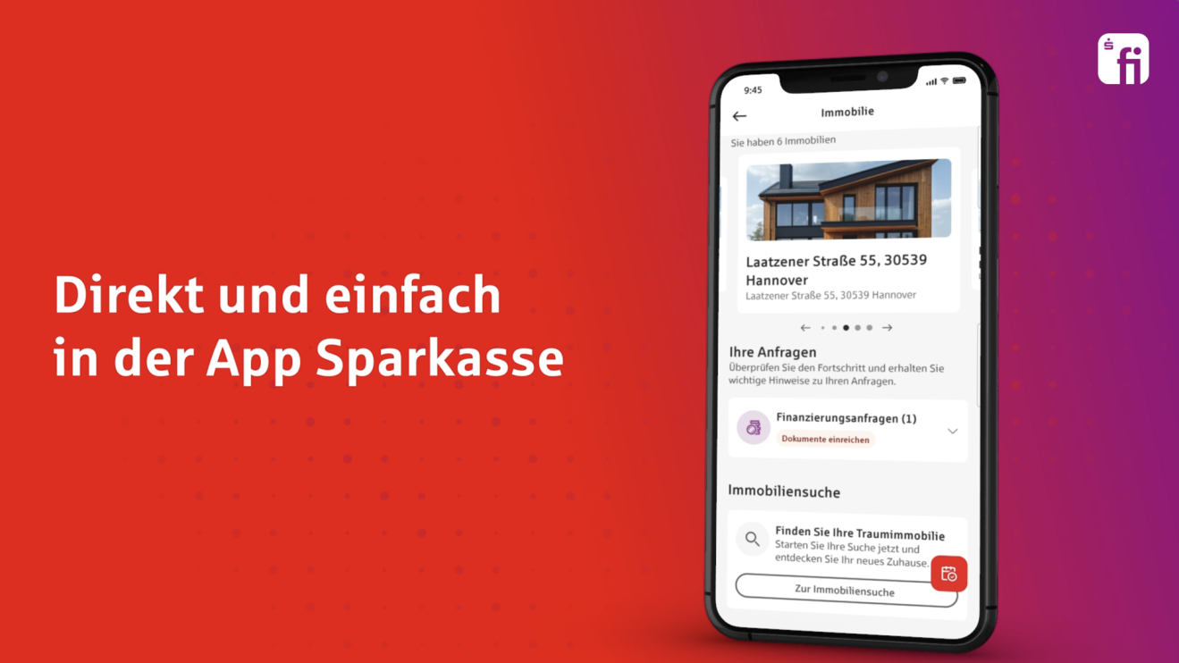 Cockpit Immobilie meets App Sparkasse