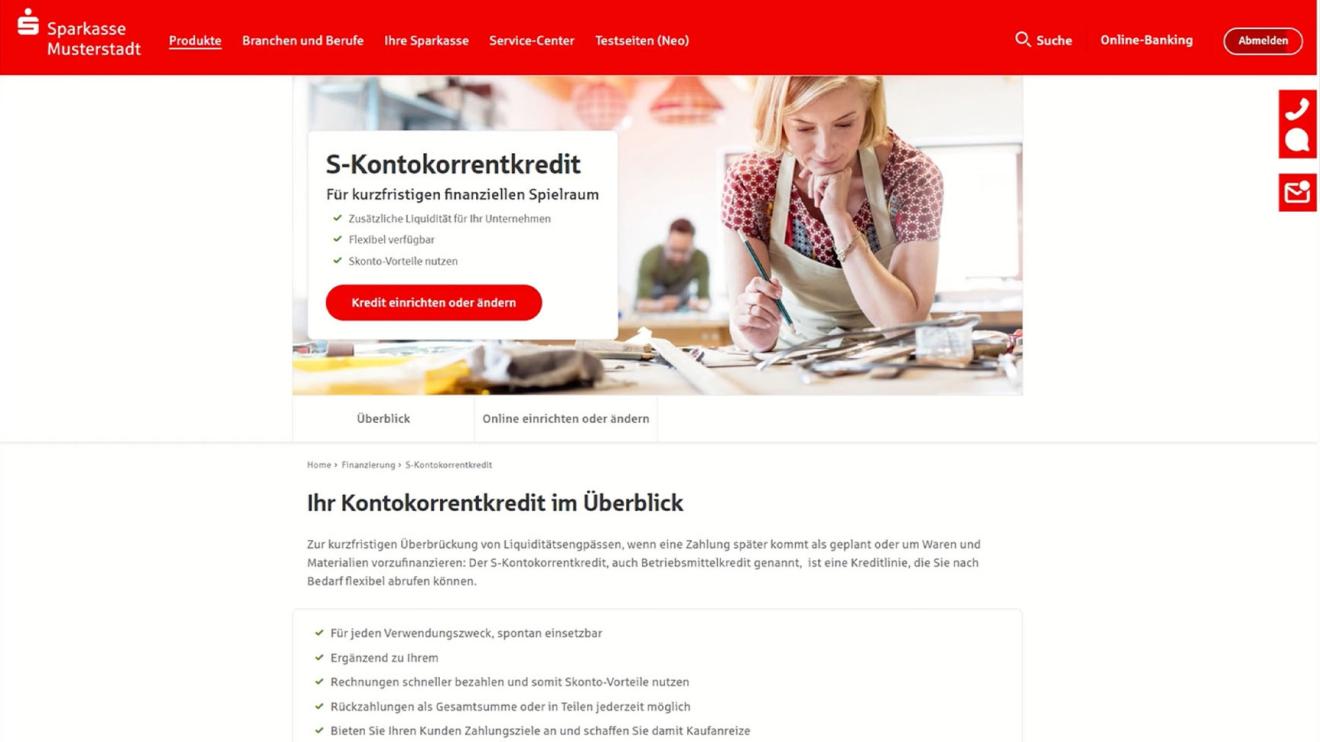 S-Kontokorrentkredit über das Firmenkundenportal – medial