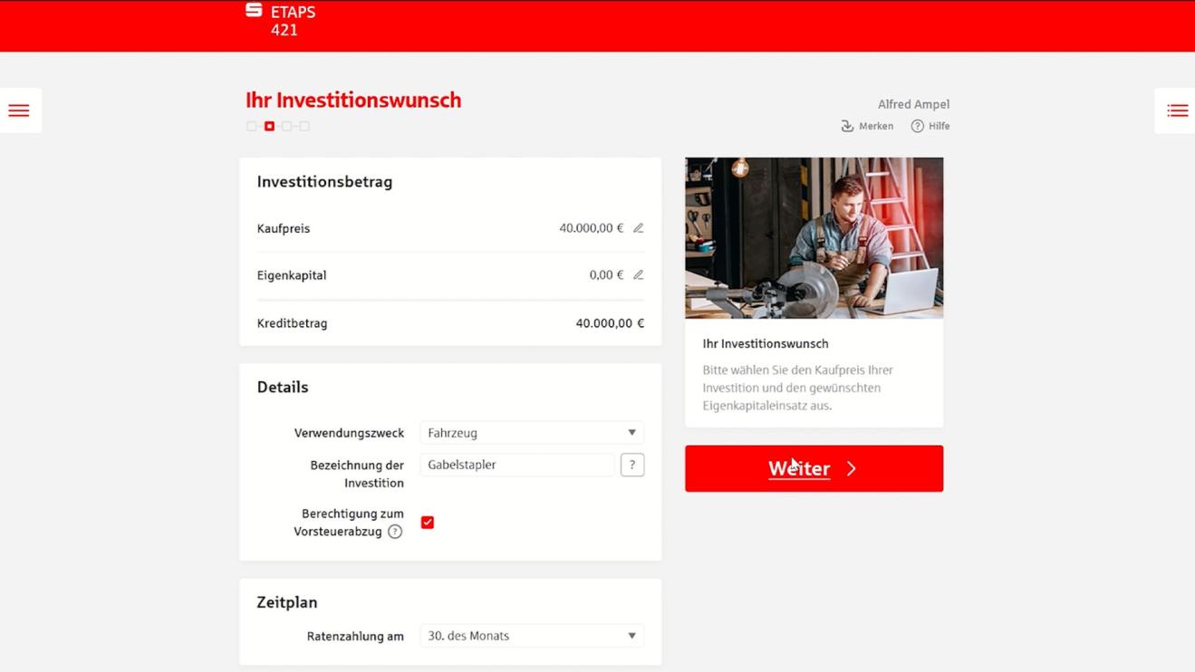 Investitionskredit mit OSPlus_neo – stationär