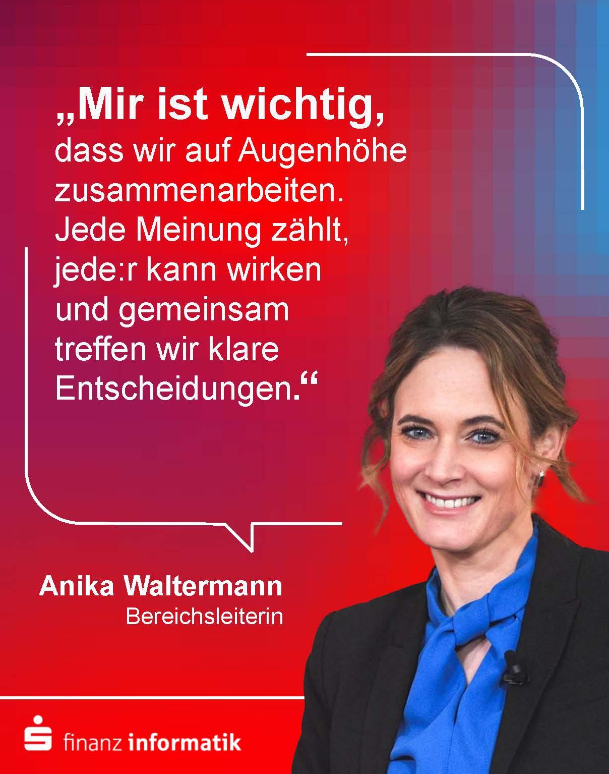 "Anika Waltermann lacht: Mir ist wichtig, dass wir auf Augenhöhe zusammenarbeiten."