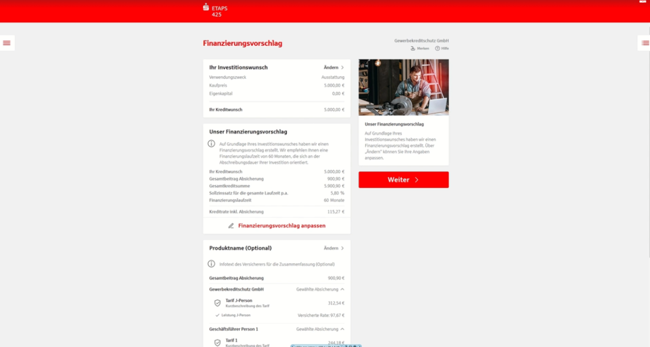 Integration Gewerbekreditschutz in den Investitionskreditprozess in OSPlus_neo